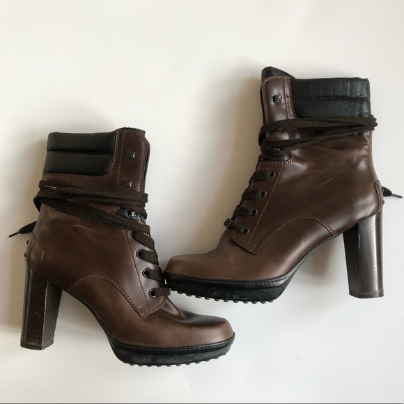 Tod's Shoes - || TOD’S || Leather Heeled Lace Booties